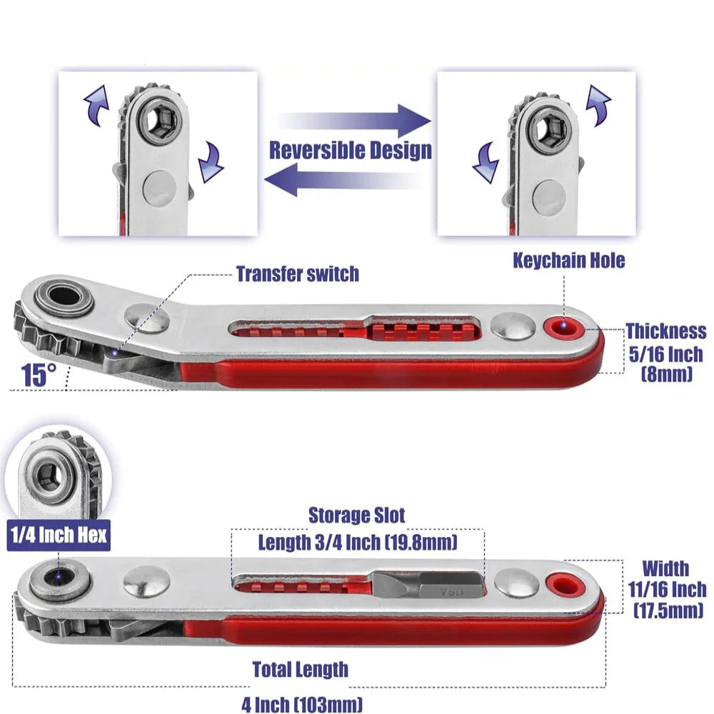 Mini Two-Way Ratchet Screwdriver – Flat/Hex Head (3 type of sets available)