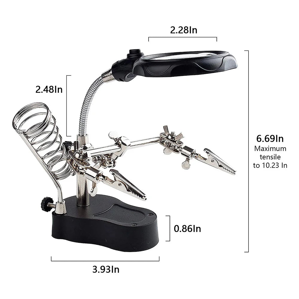 3.5X/12X Welding Magnifier with Auxiliary Clip & Stand
