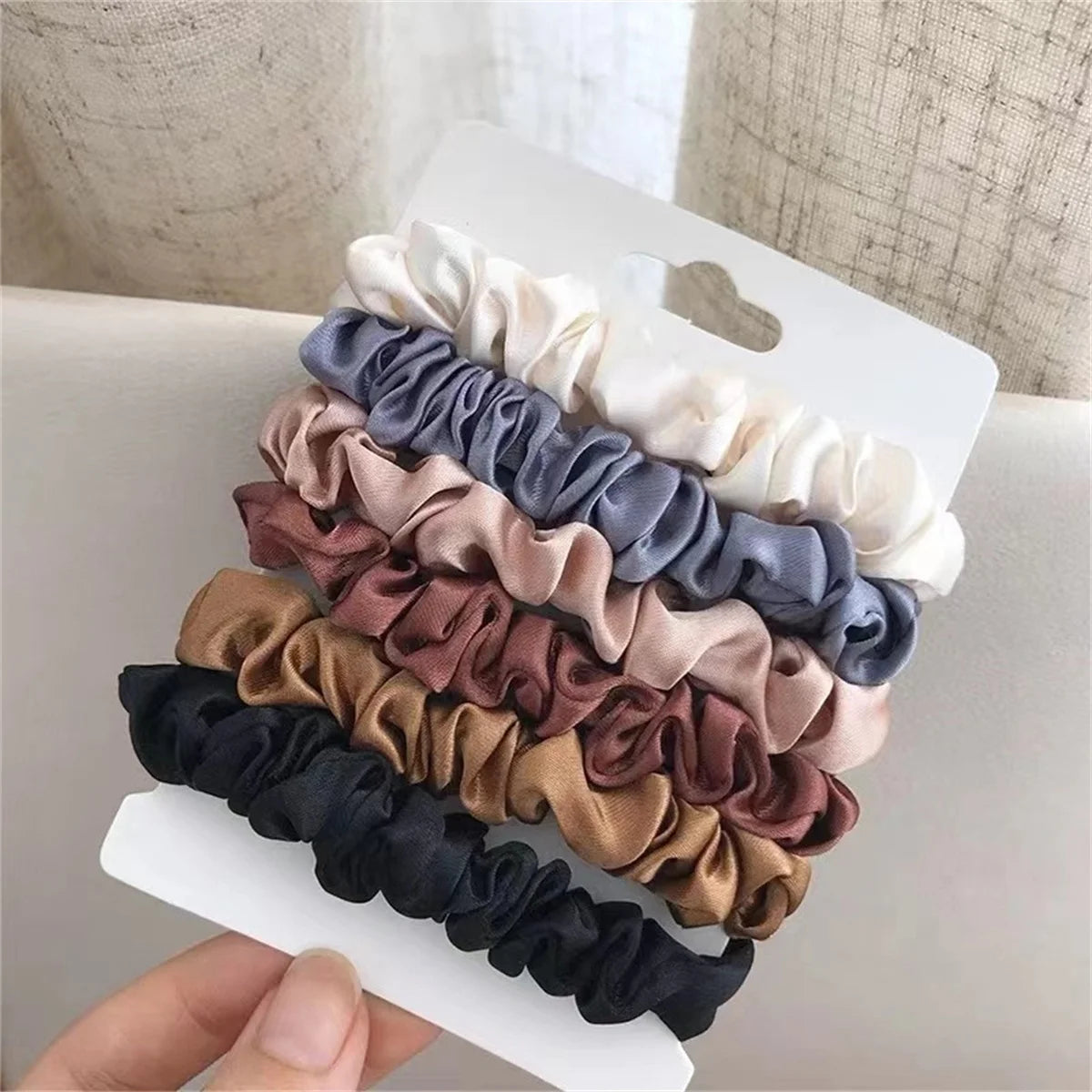6-Piece Satin Hair Scrunchie Set β Soft Everyday Hair Ties