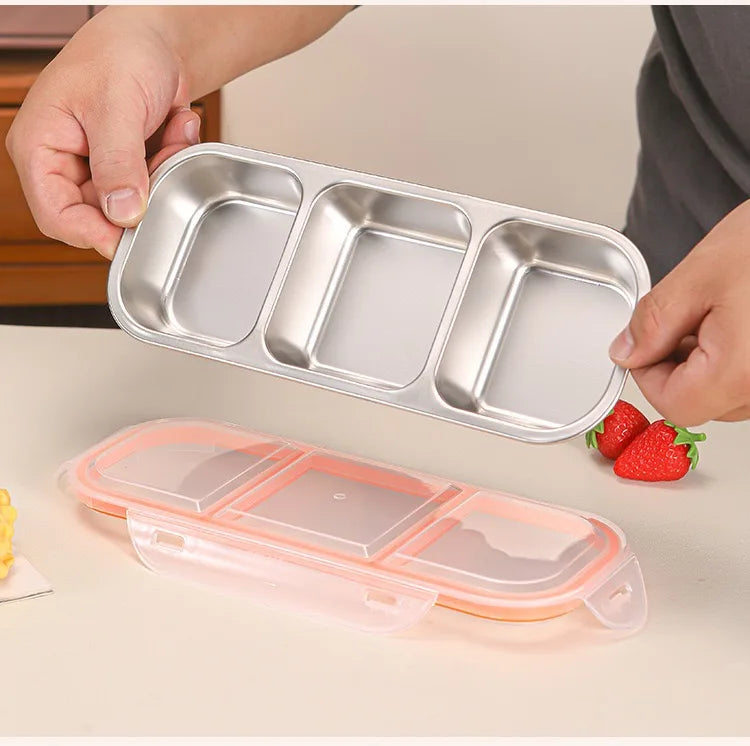3-Compartment Stainless Steel Mini Lunch Box
