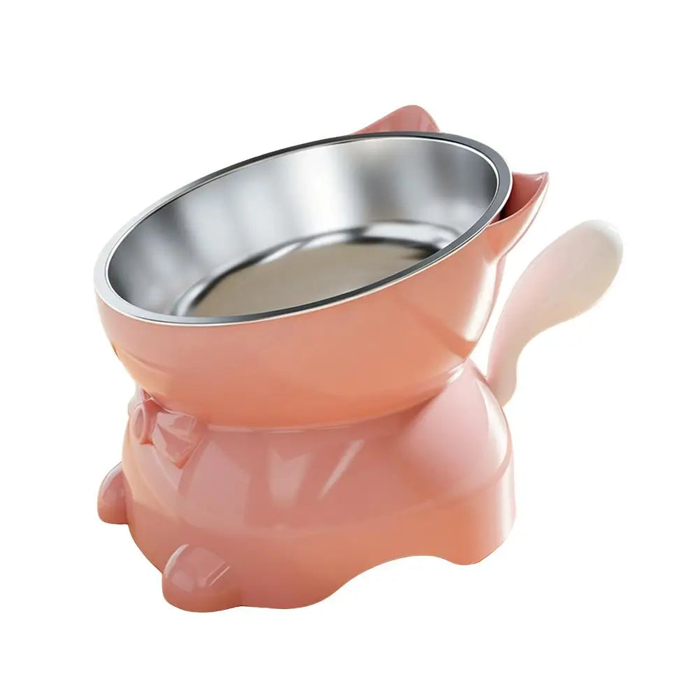 Elevated Tilted Stainless Steel Cat Bowl โ Raised Whisker-Friendly Pet Feeder