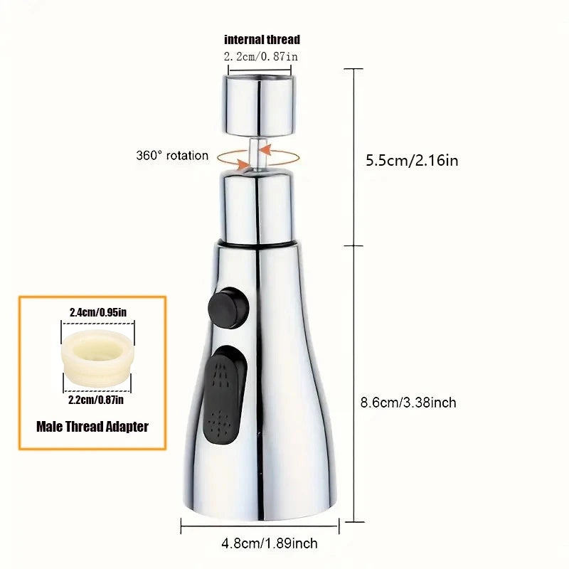 360° Faucet Sprayer Attachment – Kitchen Tap Extender with 3 Spray Modes