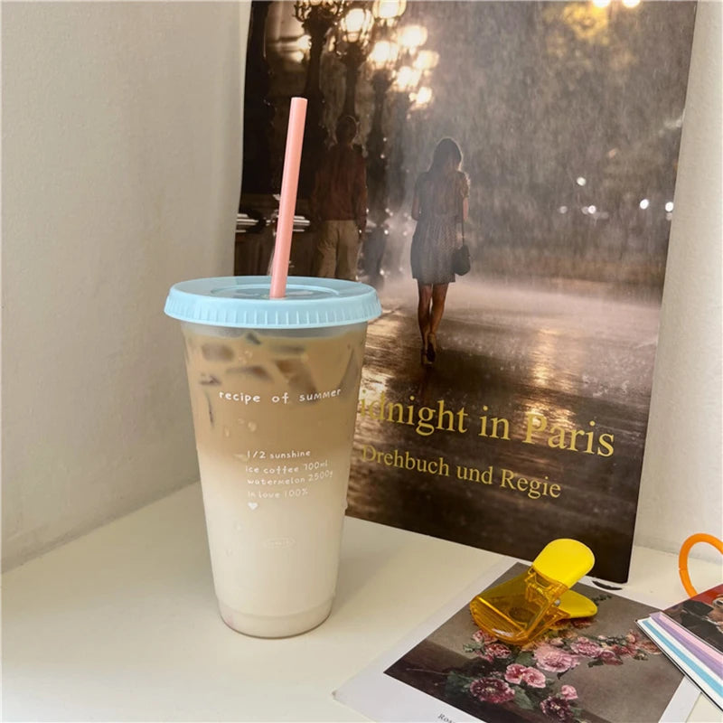 Kawaii Straw Tumbler – Reusable BPA-Free Drinking Cup with Lid