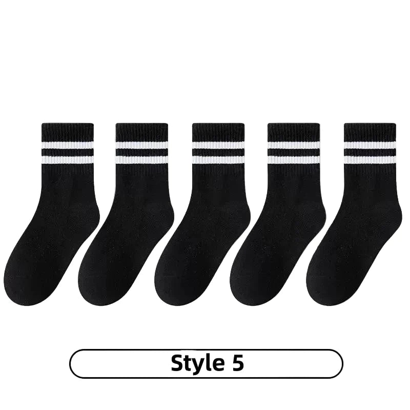 Cotton Sport Socks – 5 Pairs (Ages 3–13) (5 colours available)