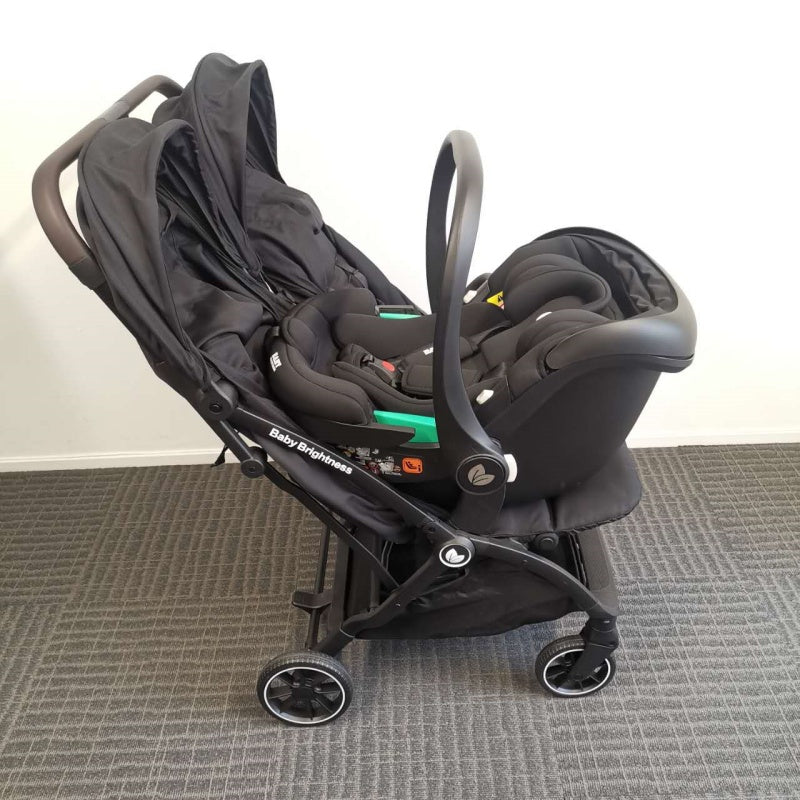 Double Pram – FlexGo Duo with Infant Capsule and Rotating ISOFIX Base(Beige)