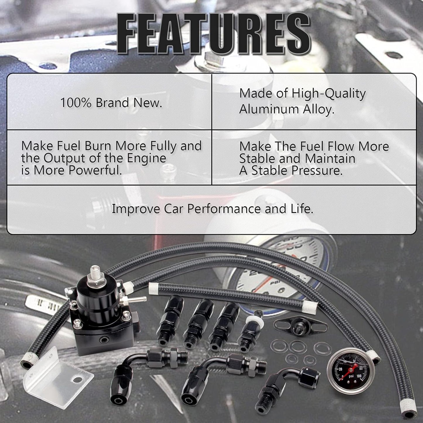 Universal Adjustable EFI Fuel Pressure Regulator Kit - salelink.co.nz
