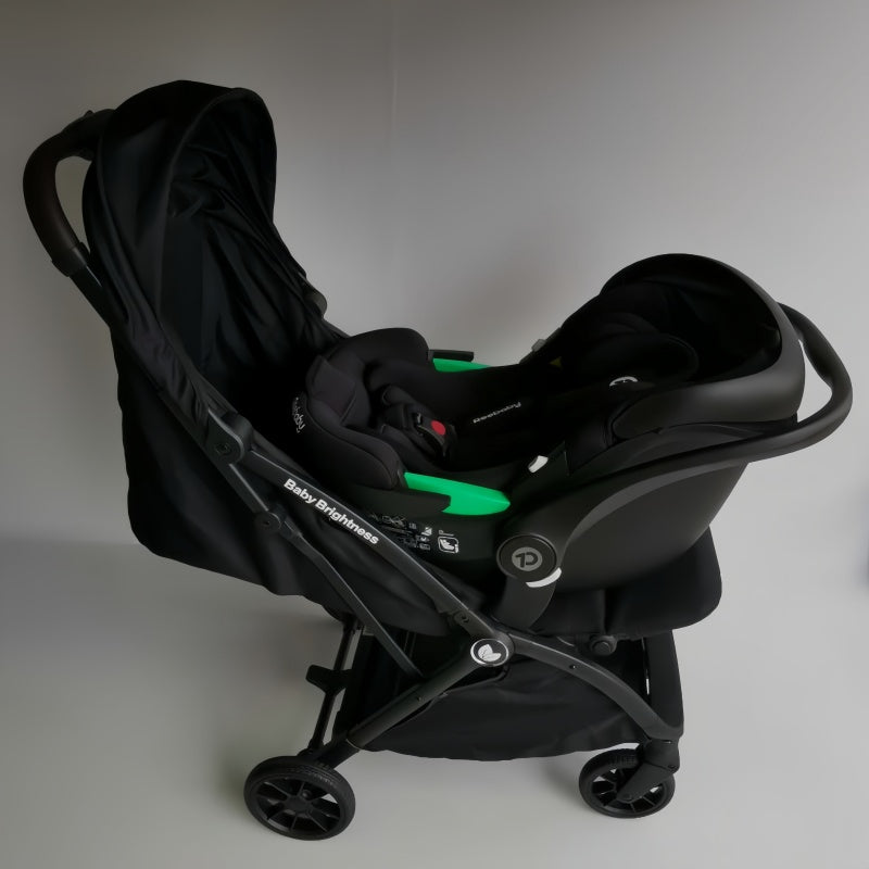 Baby Brightness FlexGo Auto Folding lightweight compact stroller with i-Size infant capsule and ISOFIX base Blue