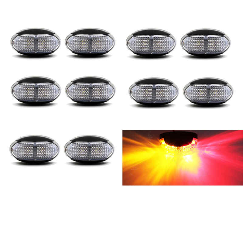 10x 10v-30v Red Amber Clearance Lights Side Marker Led Trailer Truck Lorry Lamp