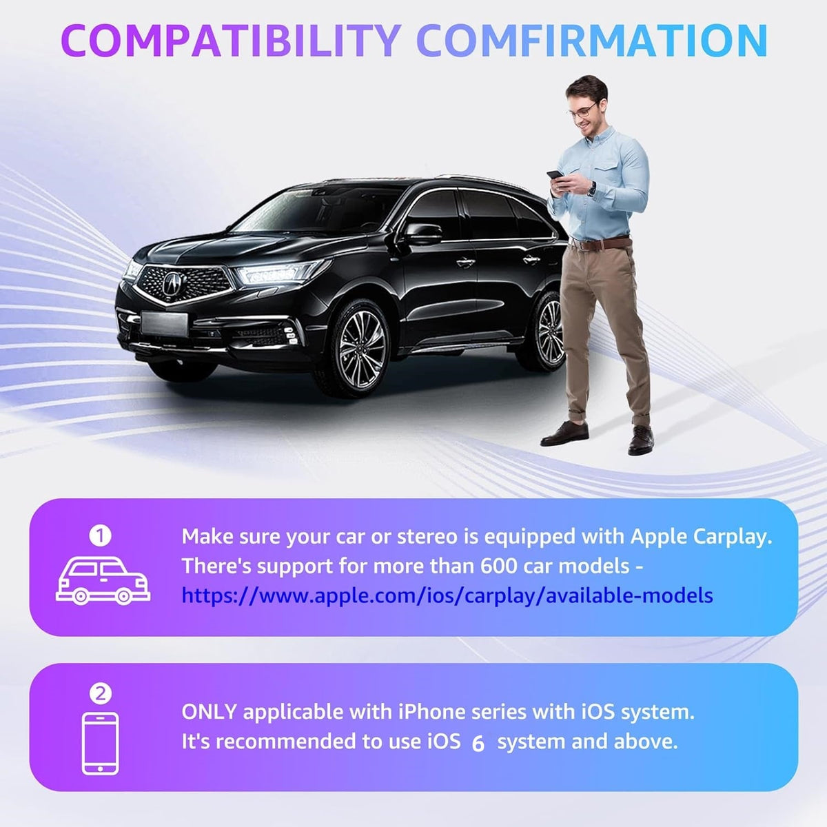 Wireless CarPlay Adapter for iPhone lOS 6 and above