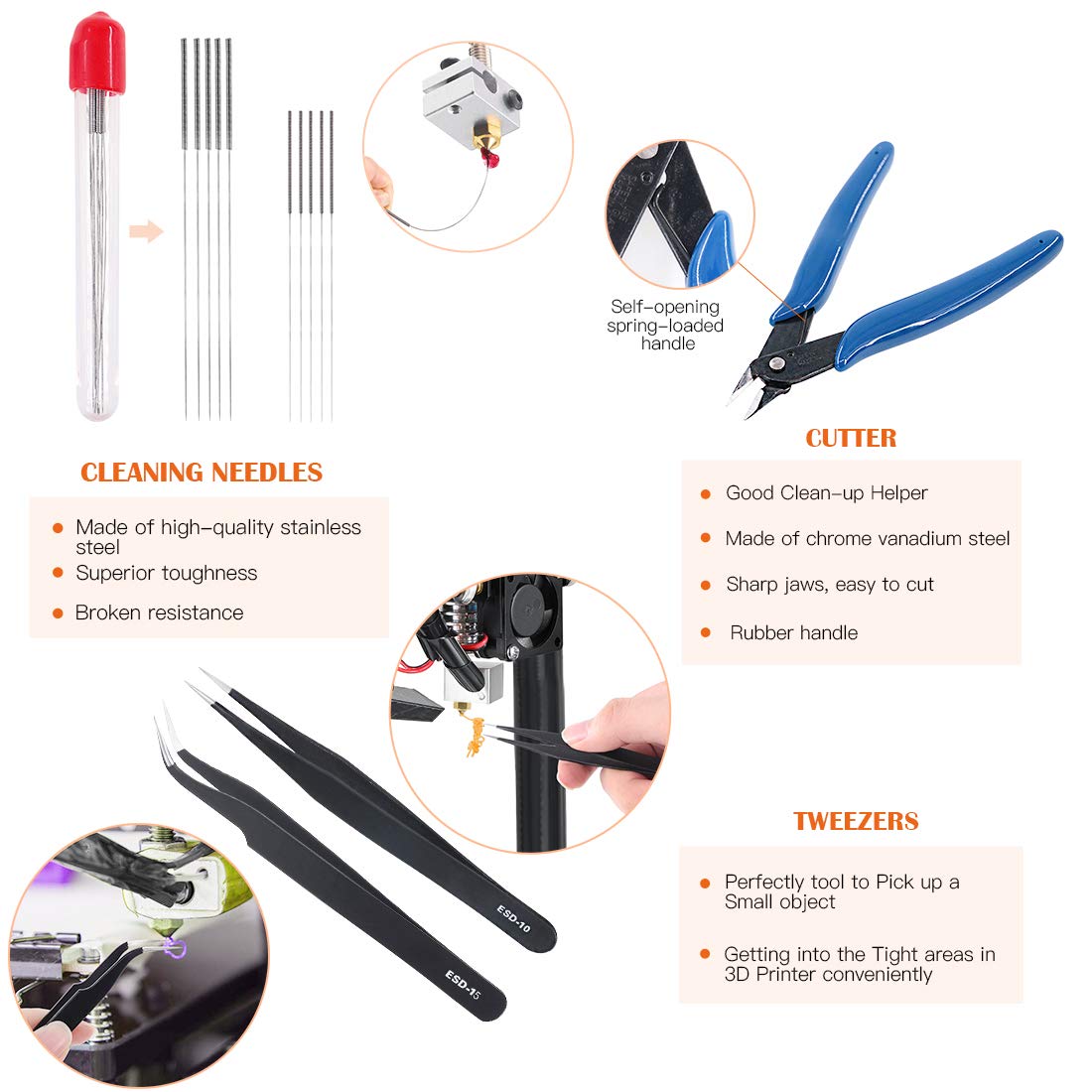 34PCS 3D Printer Accessories Tool Kit
