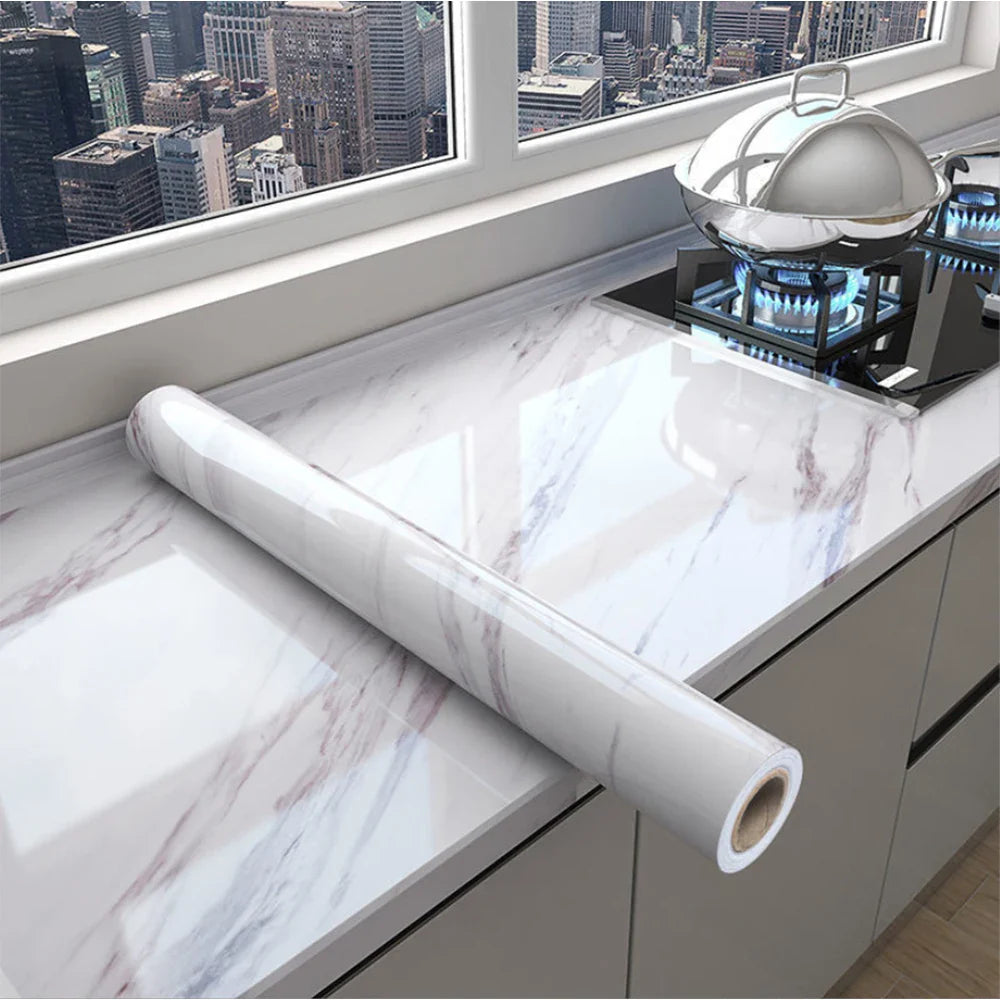 Vinyl Marble Wallpaper – Waterproof (8 designs available)