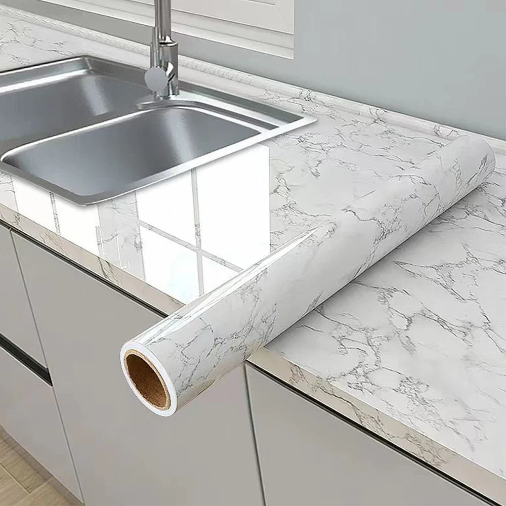 Vinyl Marble Wallpaper – Waterproof (8 designs available)