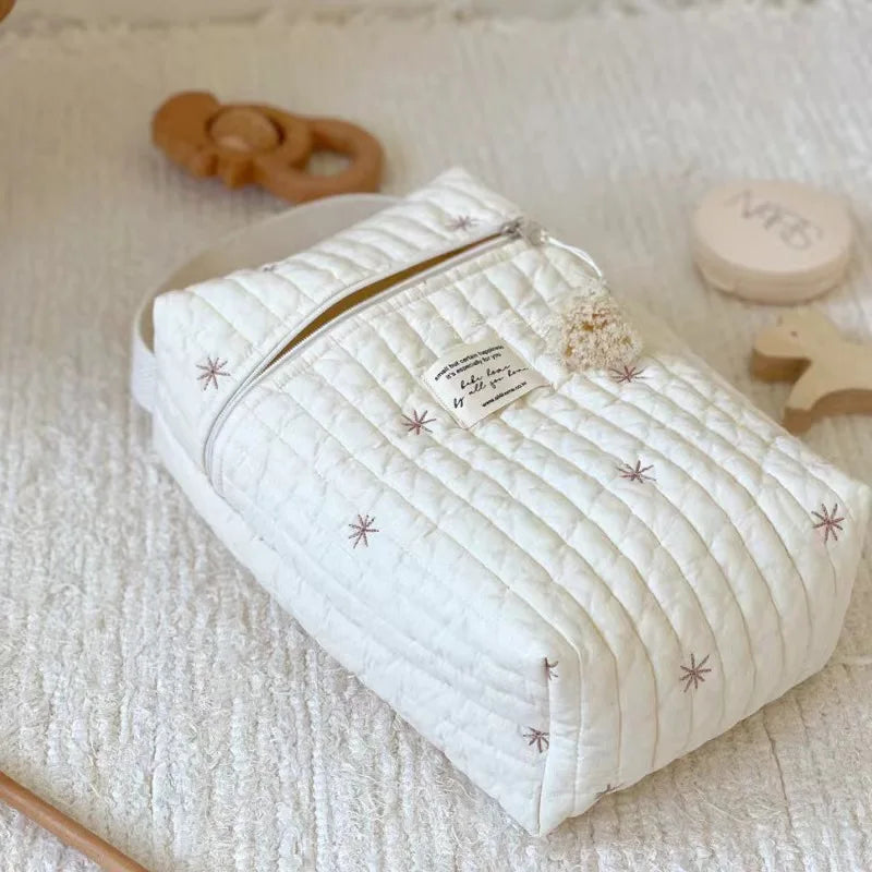 Quilted Baby Nappy Caddy Organiser – Portable Nursery & Stroller Storage Bag