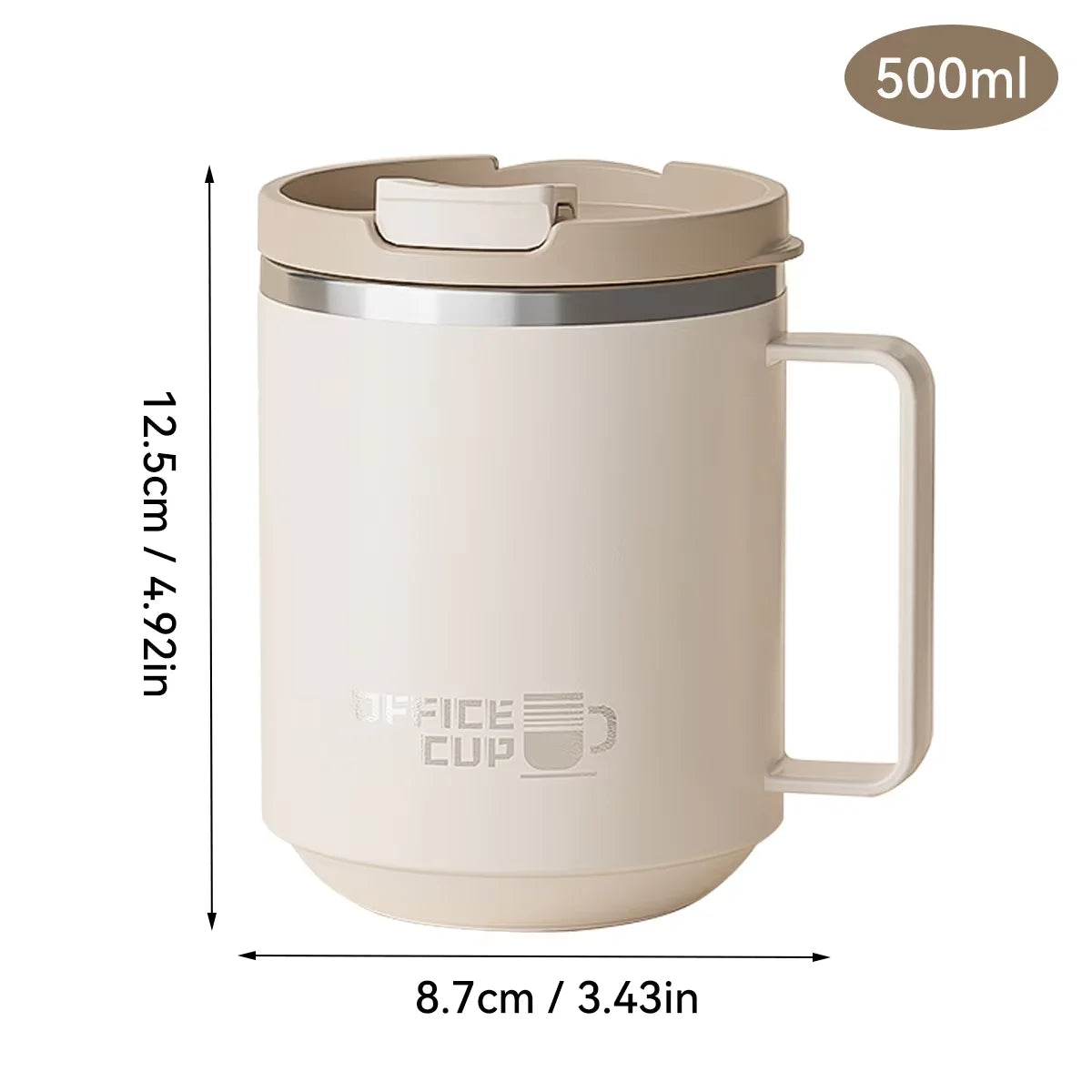 Double Wall Stainless Steel Coffee Mug – Leak-Proof Travel Cup with Handle