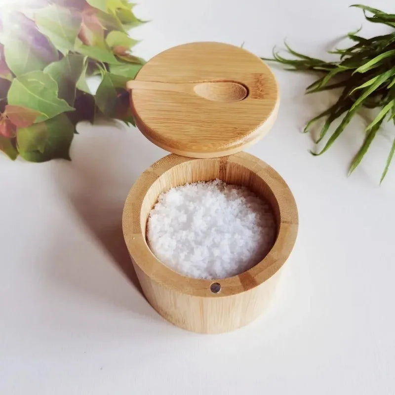 Bamboo Seasoning Jar Set – Salt, Sugar & Spice Storage Container