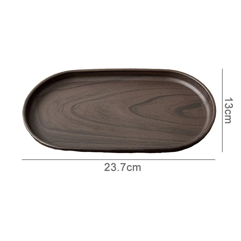 Walnut Wood Grain Oval Serving Tray – Coffee, Snacks & Dessert Platter