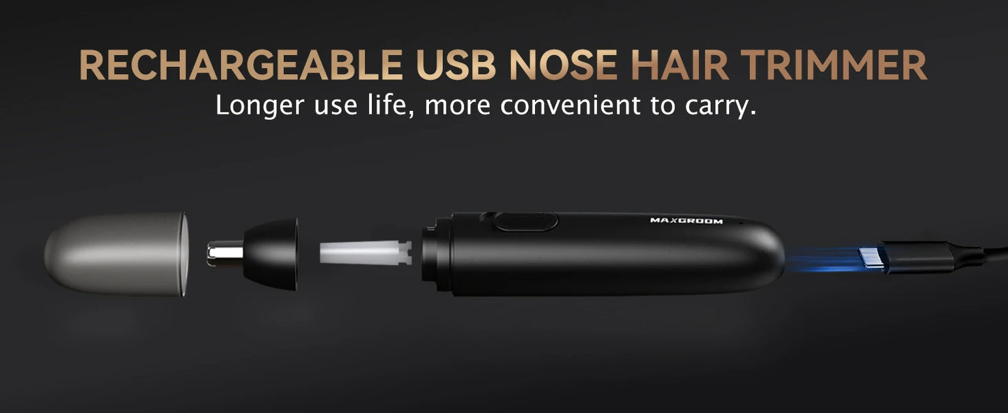 Rechargeable Nose Hair Trimmer with 360° Dual-Blade System