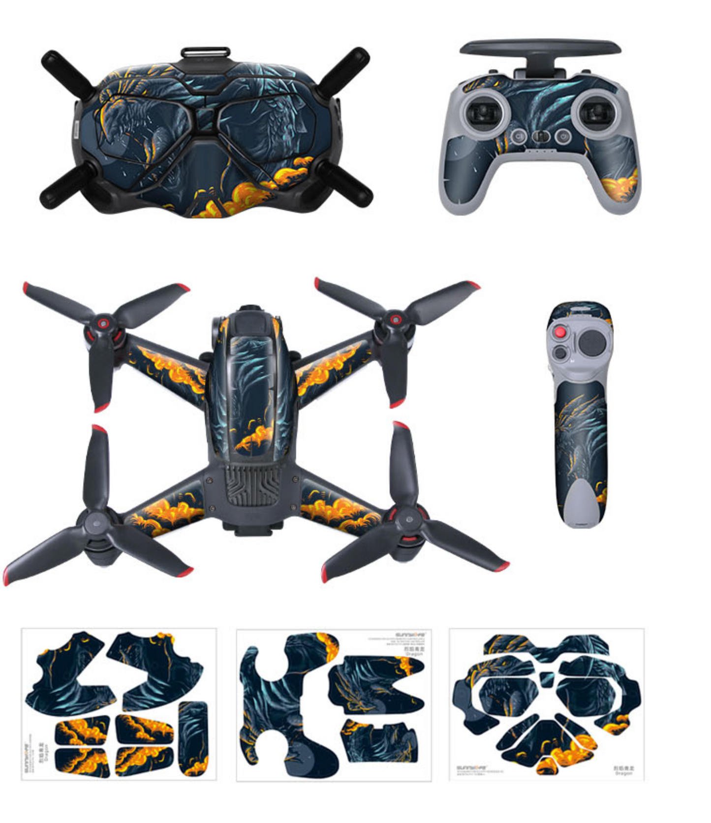 Sunnylife PVC Stickers for DJI FPV Drone - Actiontech