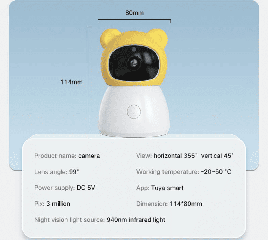Dual Mode 5" Baby Monitor with Night Vision & Motion Detection – Blue