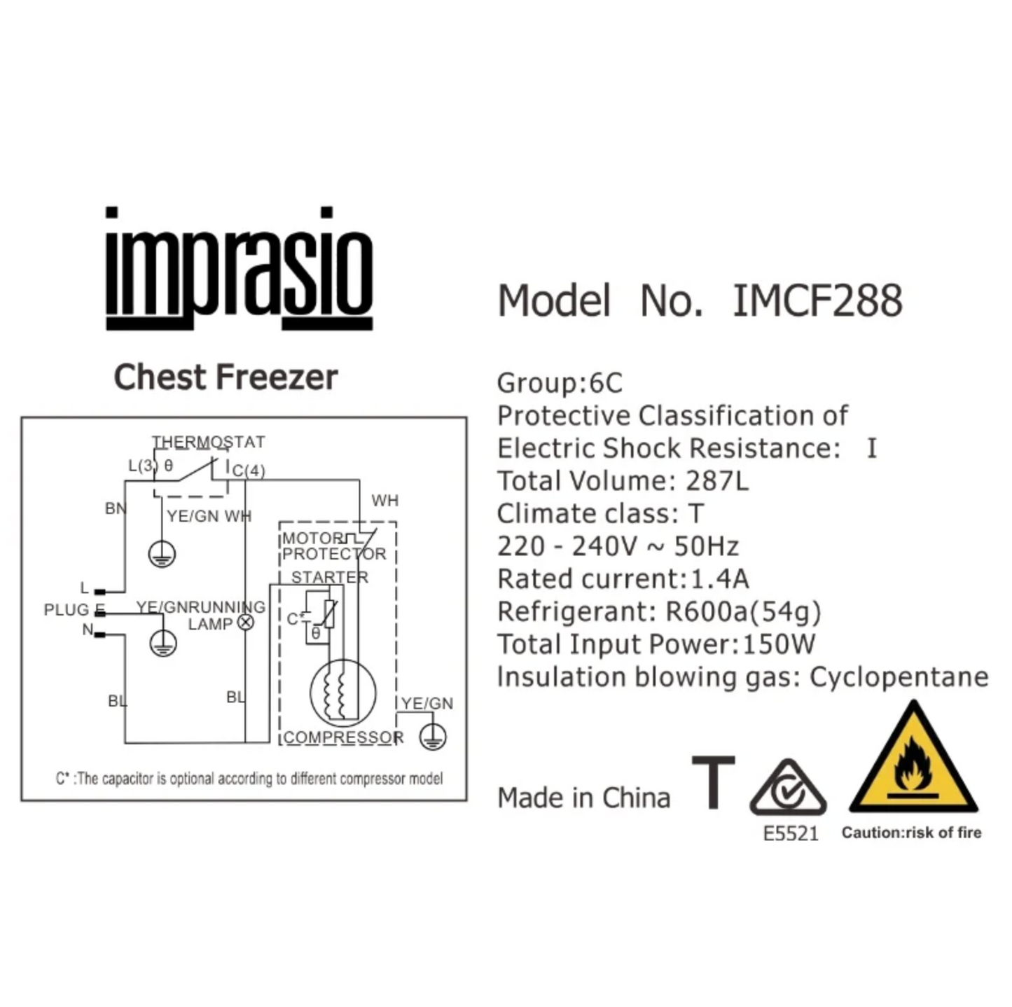 Imprasio 287L Chest Freezer β White | IMCF288
