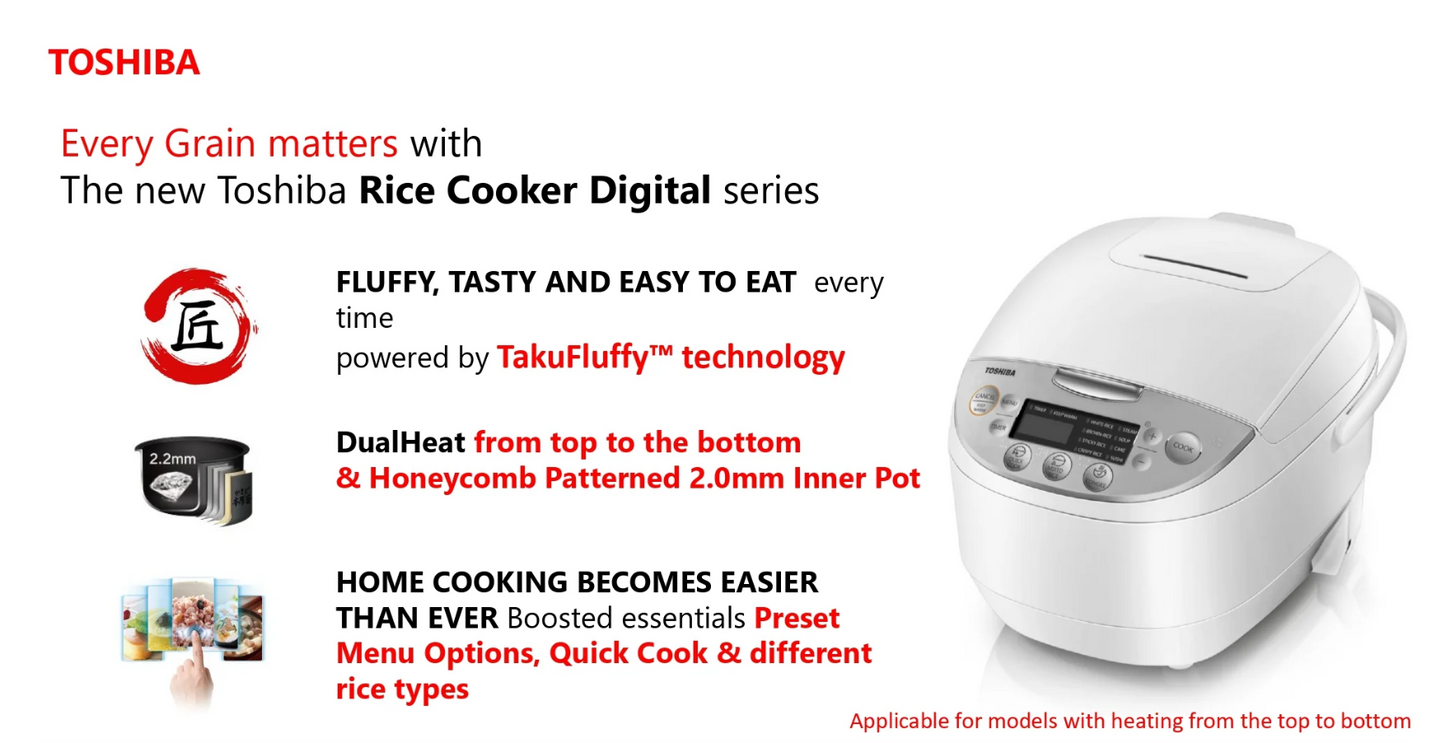 Toshiba 1.8L White Rice Cooker