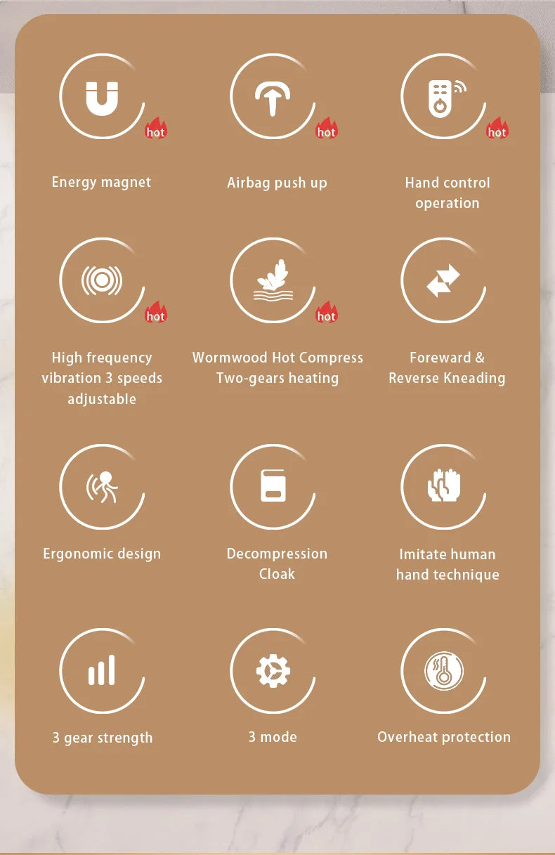 Electric Cervical Massage Pillow – Heated Shiatsu Neck & Back Massager with Airbag Traction