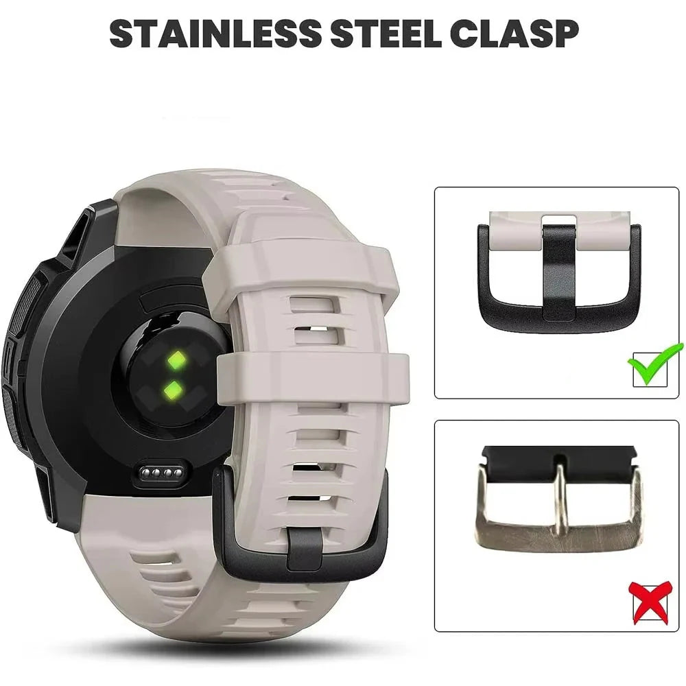 Soft Silicone Strap for the Garmin Instinct 1/2/Solar/Tactical Series (available in 5 colours)
