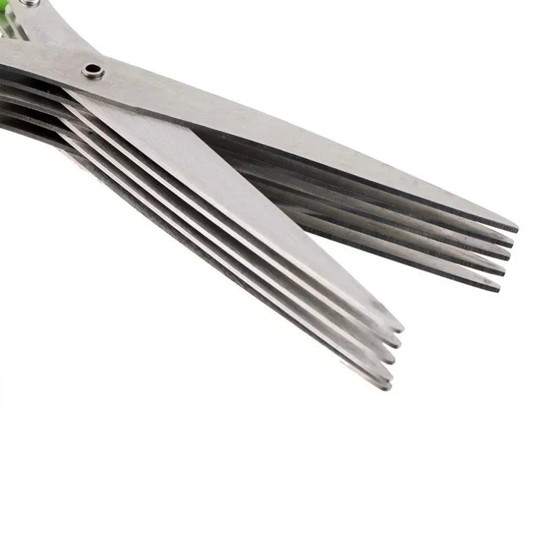 Multi-Layer Stainless Steel Herb Scissors – 3 or 5 Blade Kitchen Herb & Vegetable Cutter