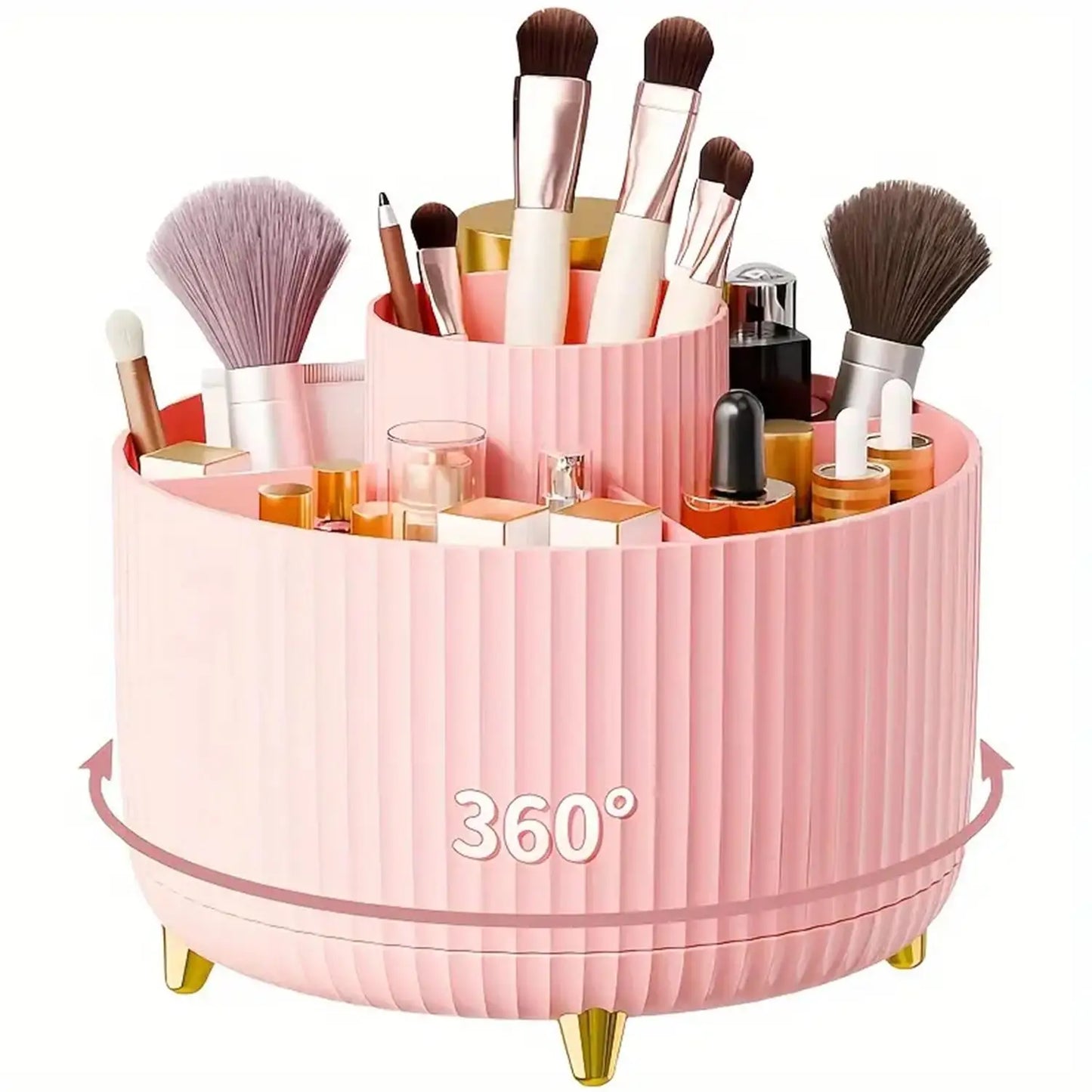 360° Rotating Makeup Organiser – Multi-Compartment Cosmetic Storage Holder