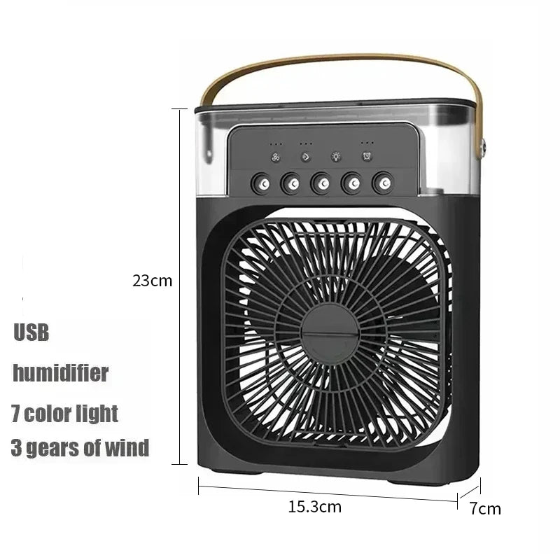 3-in-1 Portable Air Cooler Fan with Humidifier & LED Light (USB)