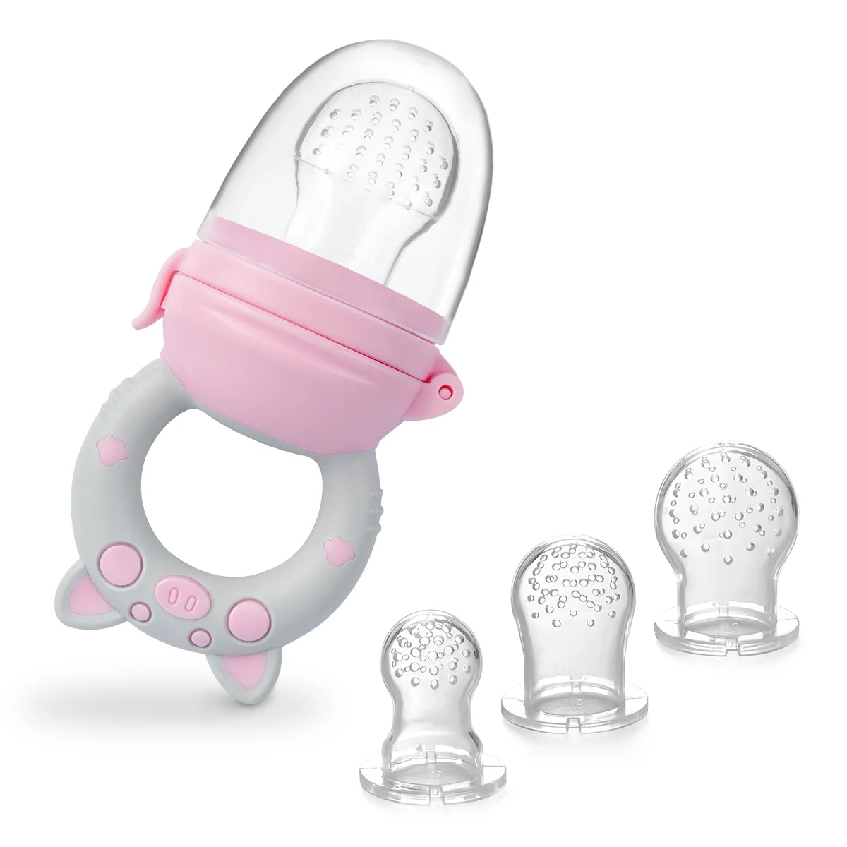 4-Pack Silicone Baby Fruit Feeder & Teether Set – Food Grade Feeding Pacifiers