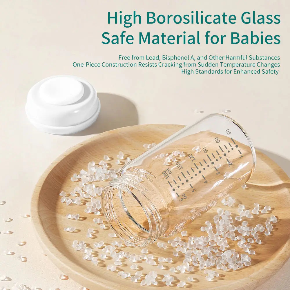 Breast Milk Storage Bottles – Glass Wide Neck 180ml (2 Pack)