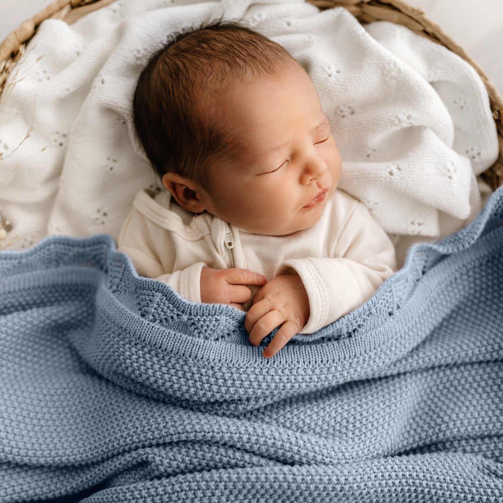 Heirloom Blanket | Scalloped Edge - Sky Blue