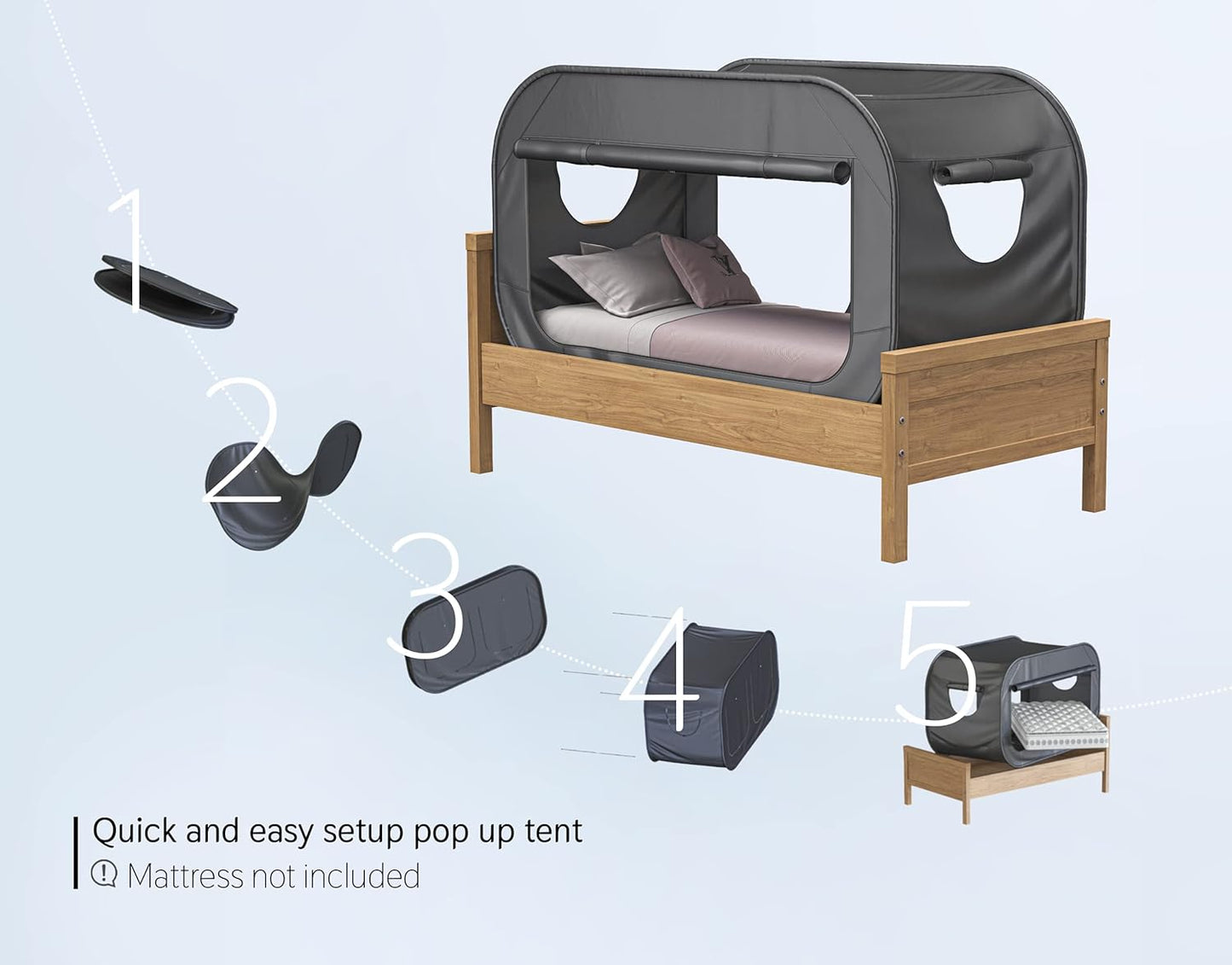Pop Up Bed Tent Bed Canopy Shelter Cabin Indoor Privacy - salelink.co.nz