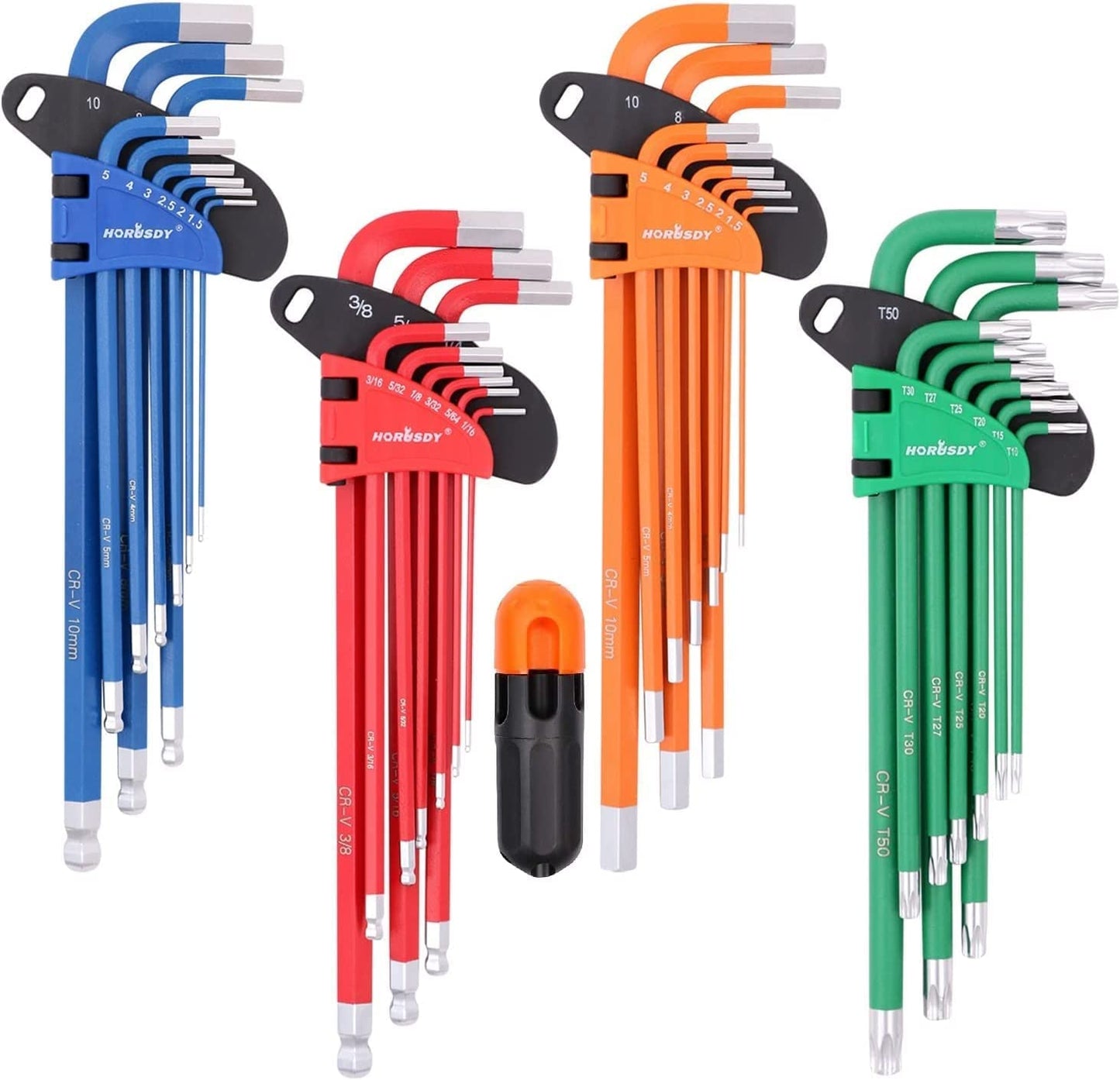 37Pc Hex & Torx Key Set Extra Long Allen Wrench Ball End Tamper Proof Metric/SAE