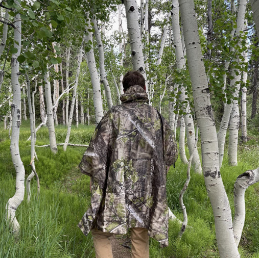 Rain Poncho Hooded Waterproof Camo Raincoat for Hunting Hiking Camping Fishing