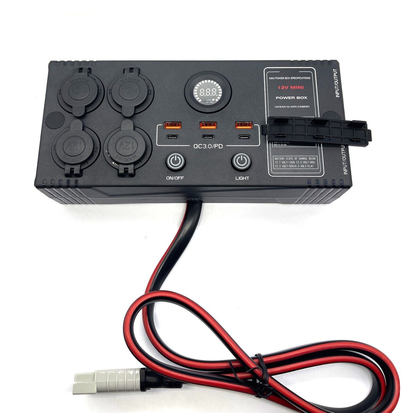 12v Mini Power Box 2x Anderson Plug 3 x USB / USB-C 2 x 50a Connectors
