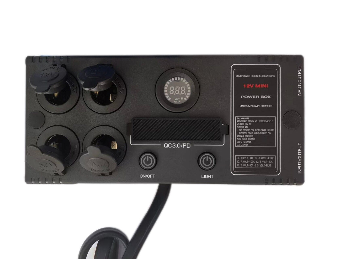 12v Mini Power Box 2x Anderson Plug 3 x USB / USB-C 2 x 50a Connectors