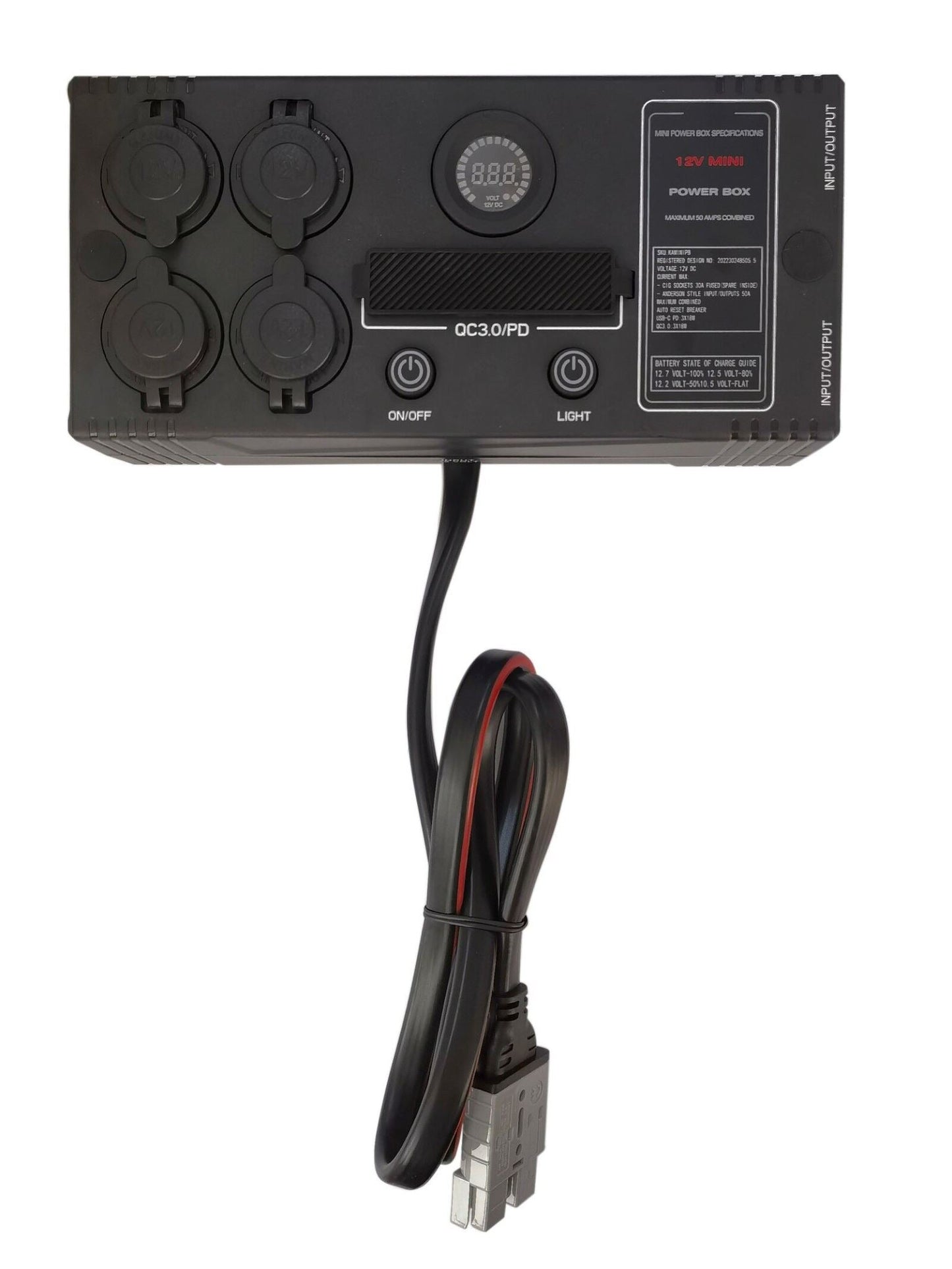 12v Mini Power Box 2x Anderson Plug 3 x USB / USB-C 2 x 50a Connectors