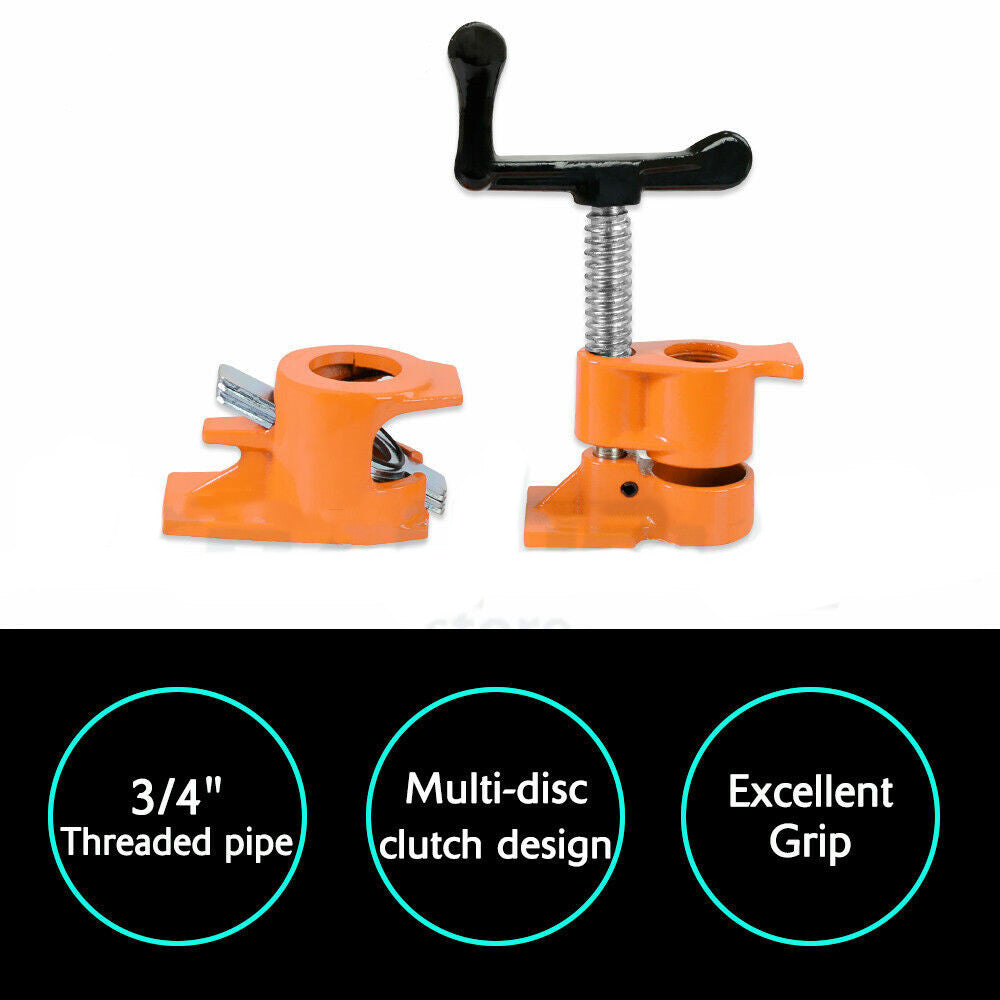 3/4'' Gluing Pipe Clamp 4 Pcs Heavy Duty WOODWORKING VICE TOOLS Wide Protect Pad