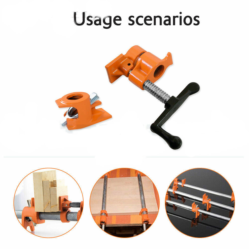 3/4'' Gluing Pipe Clamp 4 Pcs Heavy Duty WOODWORKING VICE TOOLS Wide Protect Pad
