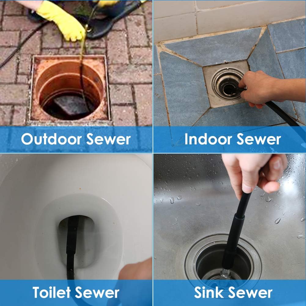 Sewer Jetter Nozzles Kit 30m Drain Cleaning Hose