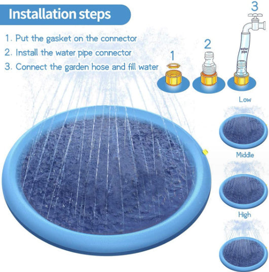 Pet Dog Sprinkler Splash Pad Mat Kids Water Play Spray Pool Toy 170cm