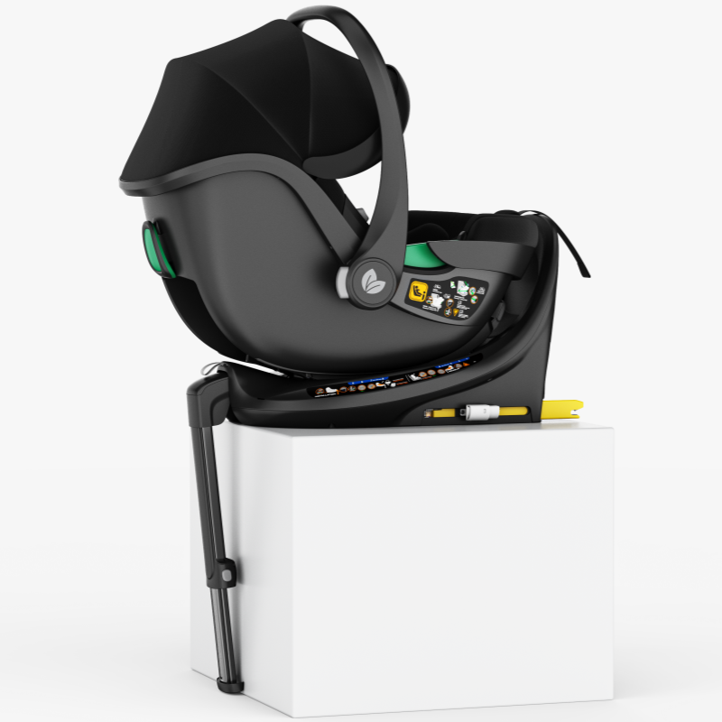 Baby Brightness FlexGo Auto Folding lightweight compact stroller with i-Size infant capsule and Rotation ISOFIX base Black