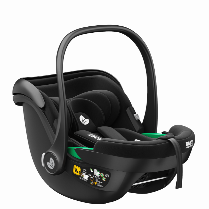 Baby Brightness FlexGo Auto Folding lightweight compact stroller with i-Size infant capsule and Rotation ISOFIX base Black
