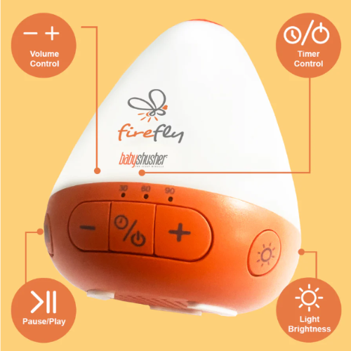 Baby Shusher Firefly - Rechargeable Baby Sleep Soother & Portable Sound Machine & Night Light