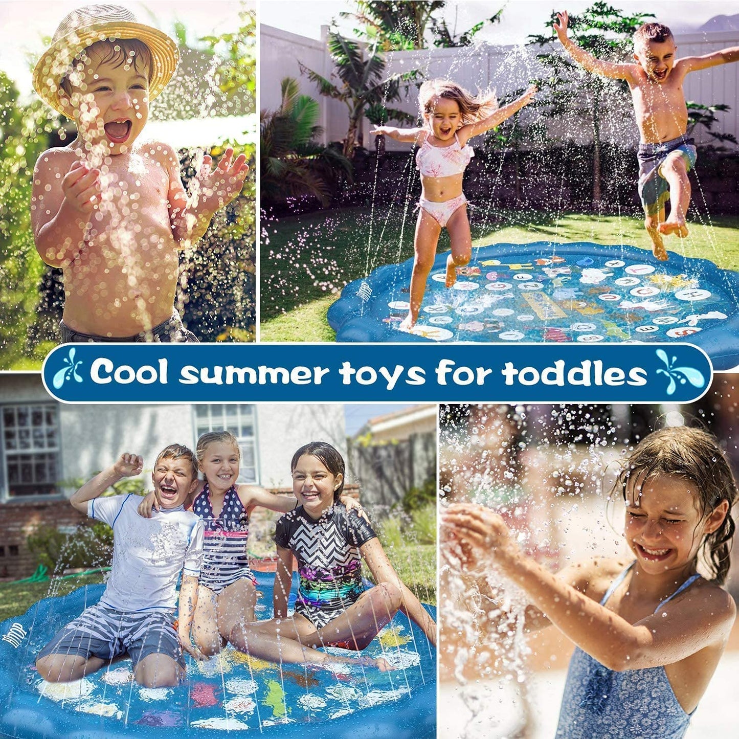 Kids Water Play Mat Sprinkler Splash Pad 170CM