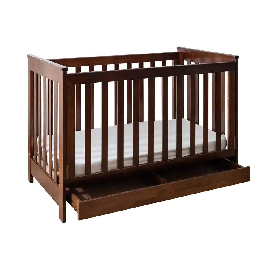 Kapai BETA Wooden Baby Cot Drop Side with Drawer COFFEE - Babyonline