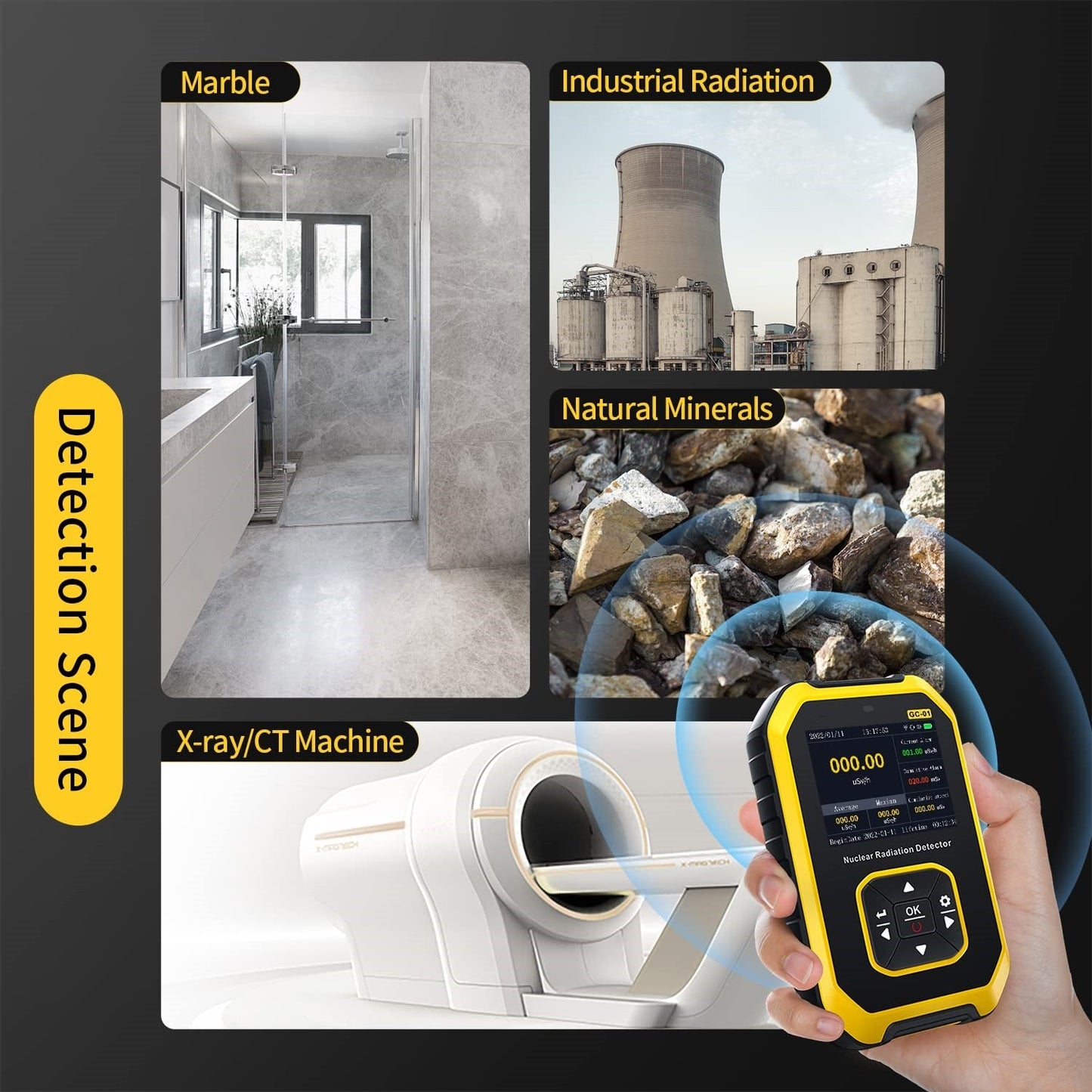 Radiation Dosimeter with LCD Display Measurement y rays, x rays, β rays