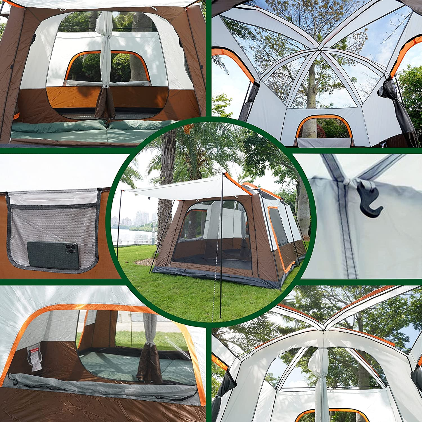 Camping Tent 380x260x195cm - Khaki